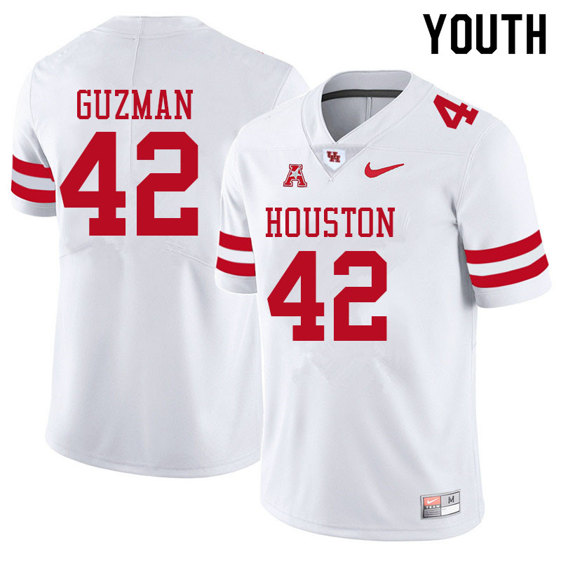 Youth #42 Noah Guzman Houston Cougars College Football Jerseys Sale-White
